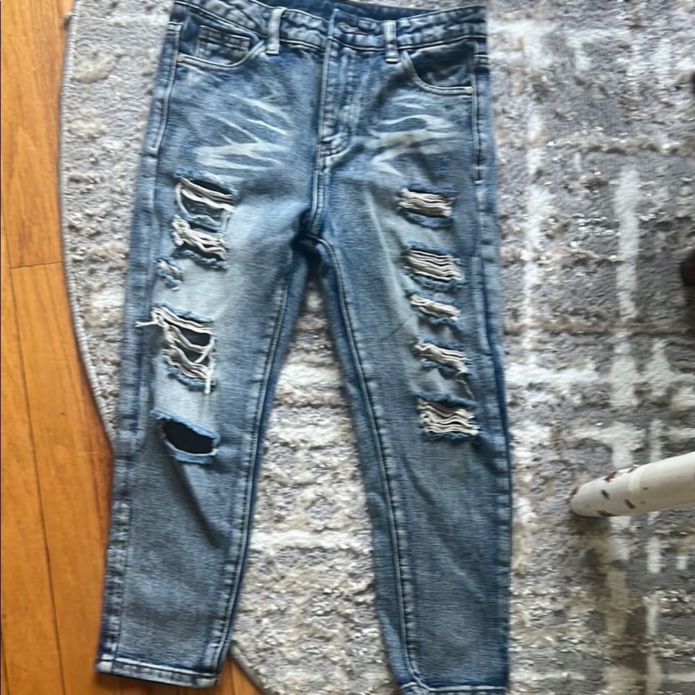 Distressed Blue Jeans